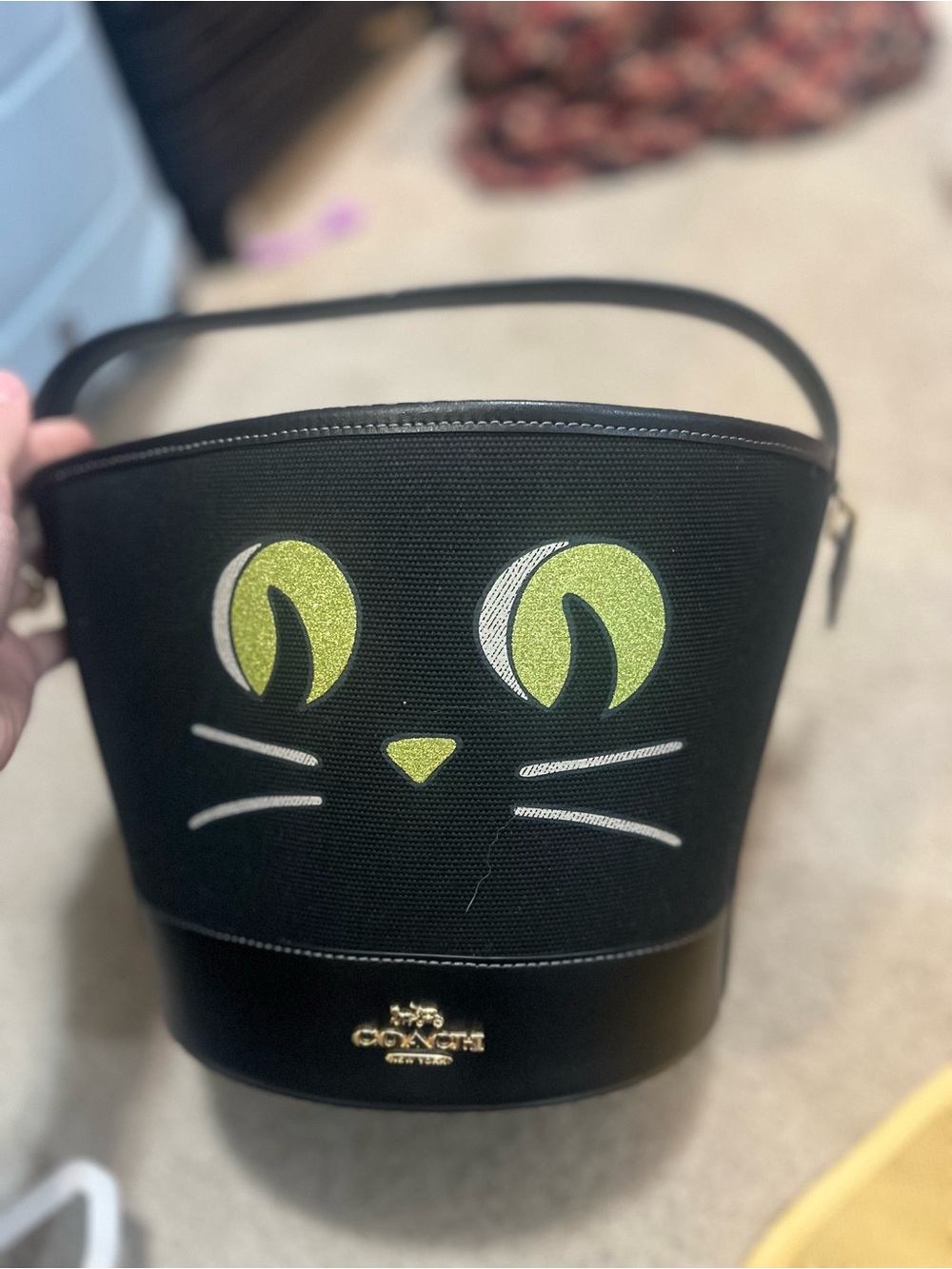 Coach Halloween Black Cat Bucket Bag